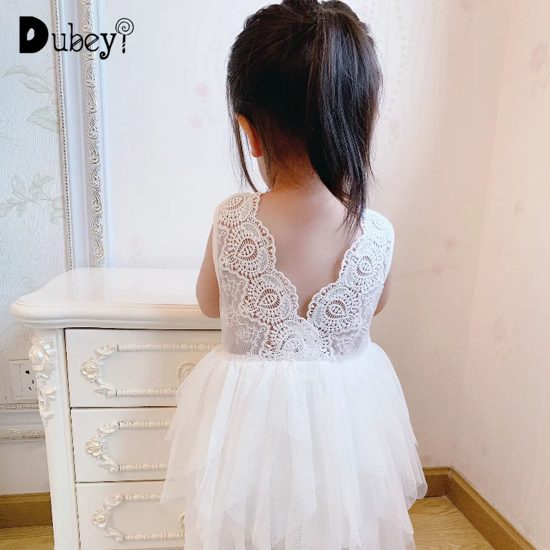 

Toddler Girl Dress White Backless Lace Princess Dress Elegant Party Dress for Kids Girl Birthday Summer Dress Prom Costumes