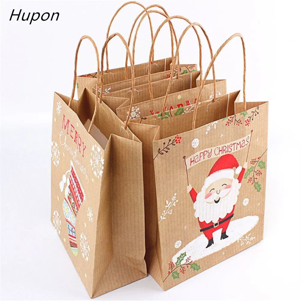 4pcs Mixed Christmas Gift Bags Santa Sacks Kraft Paper Bag for Wedding Decor Party Favor Box Packaging Guests | Дом и сад