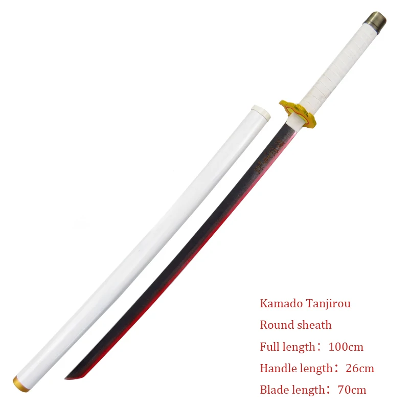 Деревянный меч, оружие, истребитель демонов, Rengoku Kyoujurou, косплей, военный меч самурая, реквизит, деревянный нож ниндзя, катана, Espada, игрушки для подростков - Цвет: Красный