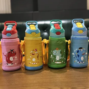 

Baby Cup Baby Thermos Cartoon Water Cup Kids Cup Stainless Steel Baby Pot Insulation Cup Cover Water Bottles Straw Cup