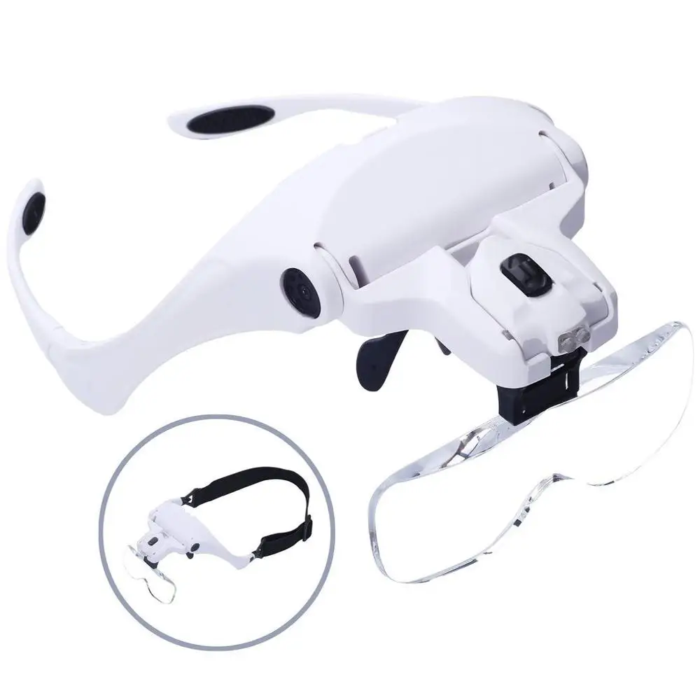 

Eyelash Extension 5 Lens Adjustable Headband Magnifying Glass Magnifier w/ LED Light Lamp Magnifying Glasses For False Lashes