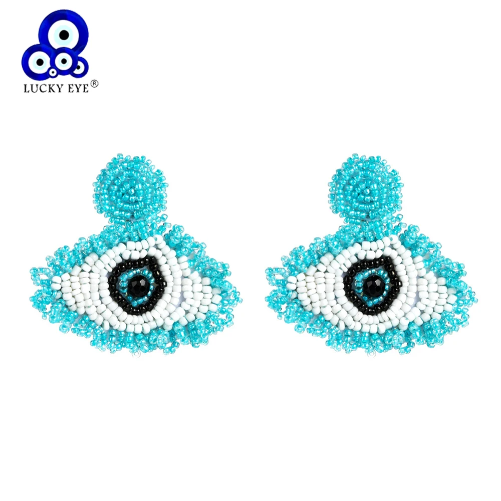 

Lucky Eye Miyuki Small Stud Earrings Multicolor Red Blue Turkish Evil Eye Earrings Fashion Jewelry Gifts for Women Ladies LE227