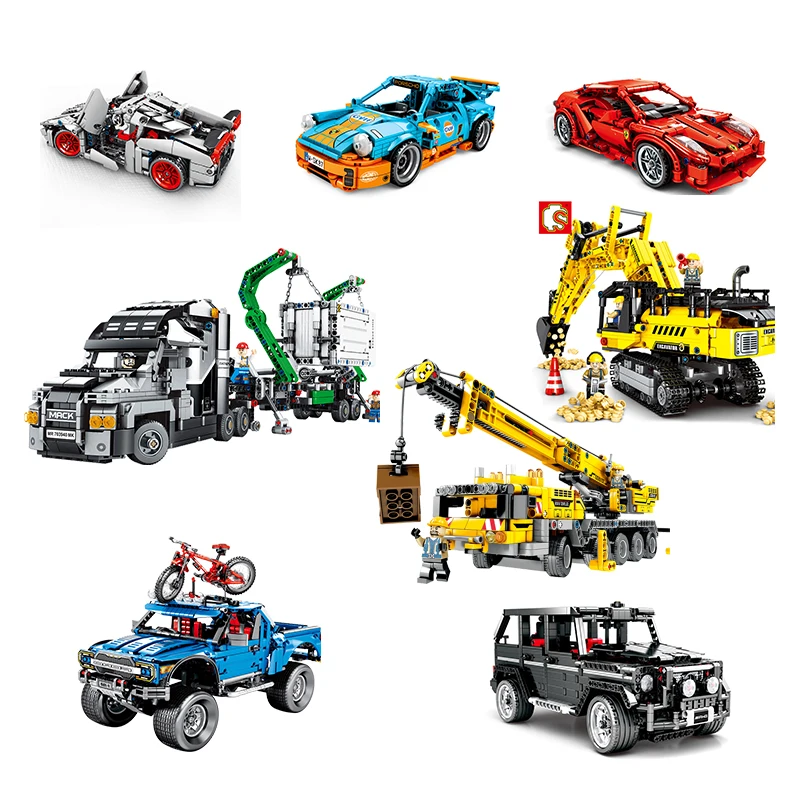 Блоки sembo автомобиля Инженерная техника машины блоки маленького размера идущие техника, просвещающие кубики DIY игрушки для детей, подарки для детей