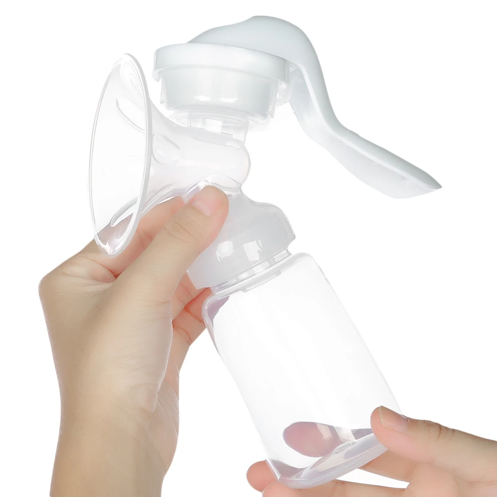 

150ML Manual Breast Pump BPA Free Baby Breastfeeding Milk Bottle 180-degree Rotation with Petal-type Massage Cushion