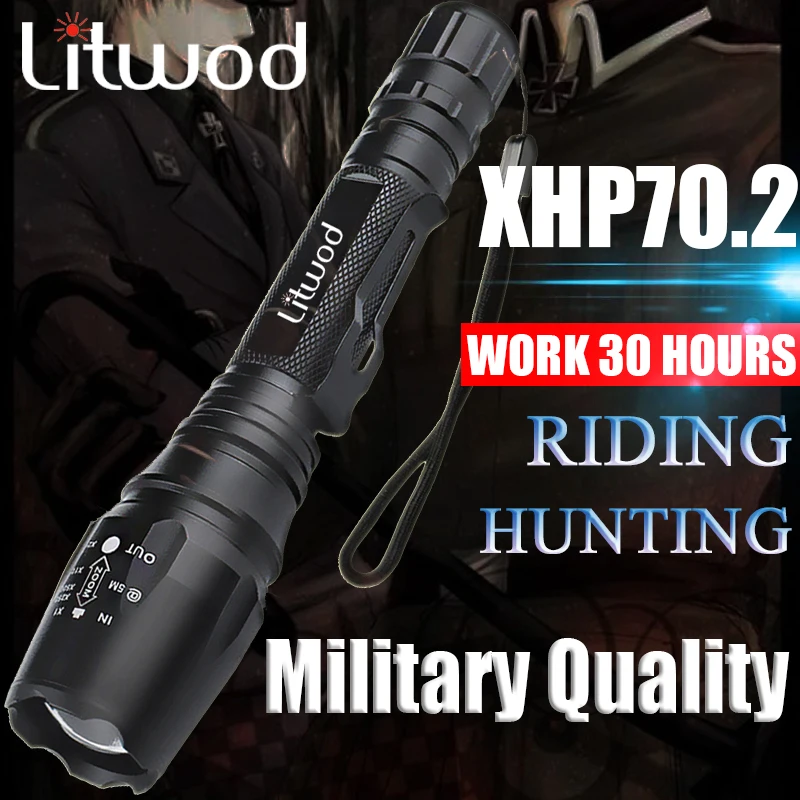 CREE XHP70.2 5000lum hunting tactical Flashlight Lamp most powerful led