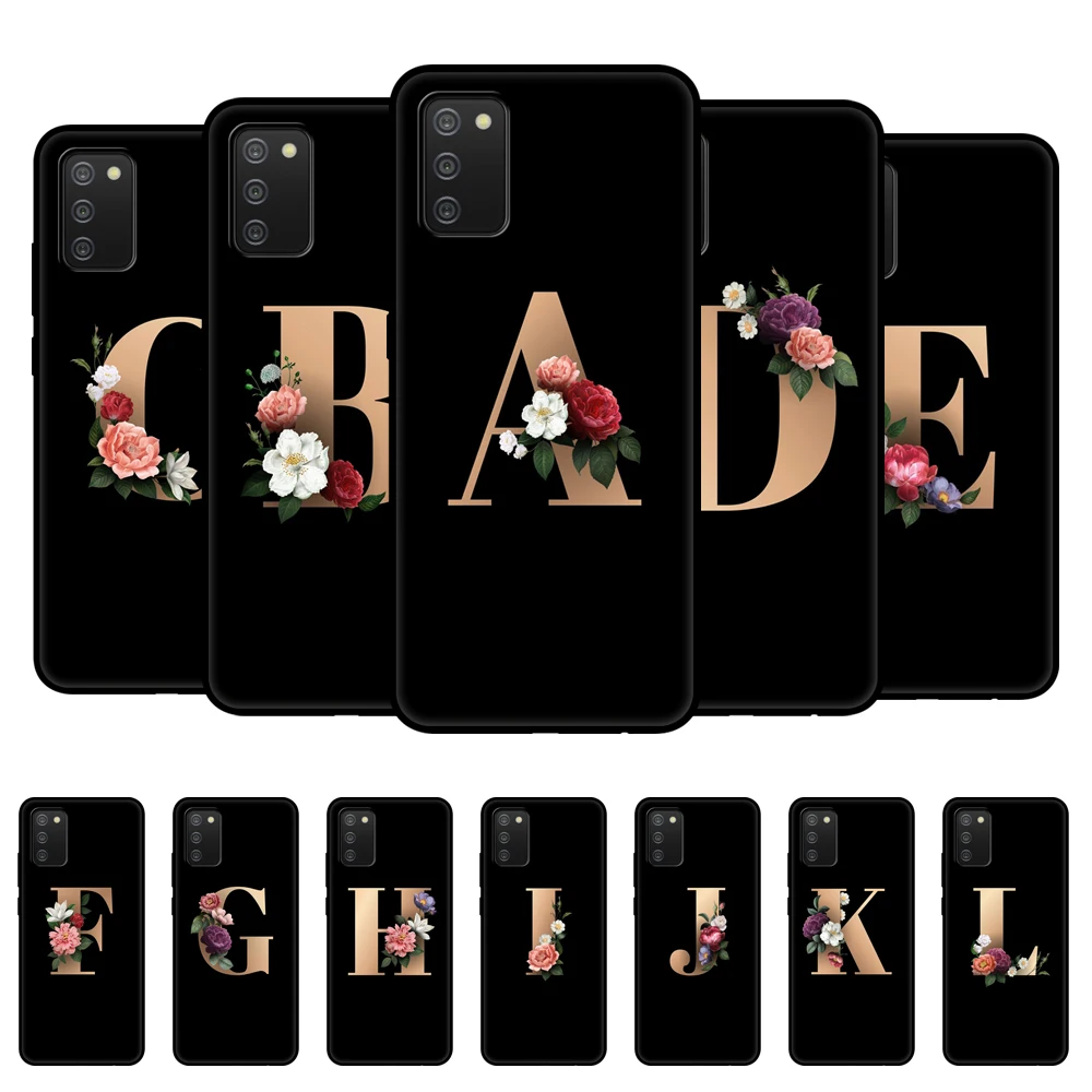 Per Samsung A02S Custodia Morbida Cover Posteriore In Silicone Su Galaxy A02S Galaxya02S Sm-A025F Custodia In Tpu Nero Divertente Lettera Con Nome Per