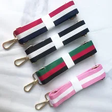

2021 New Strap for Shoulder Bags Cotton Nylon Stripe Patchwork Design Wide Handle Long Belt Straps for Crossbody Women Bag Rope