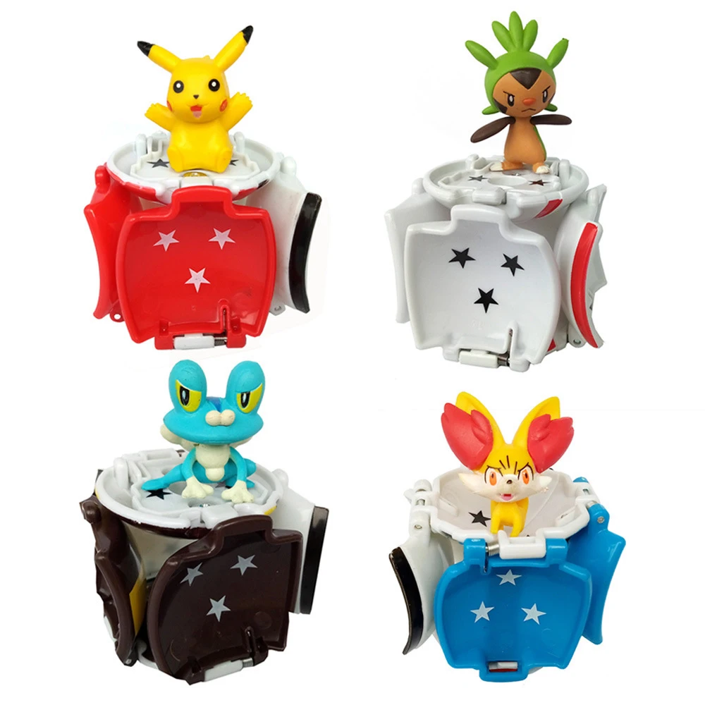 Pikachu Action Figure Cartoon Pop-up Pokemoner Deformation Poke Monster with doll Great Ball Ultra Metaballs Reversible Ball Toy