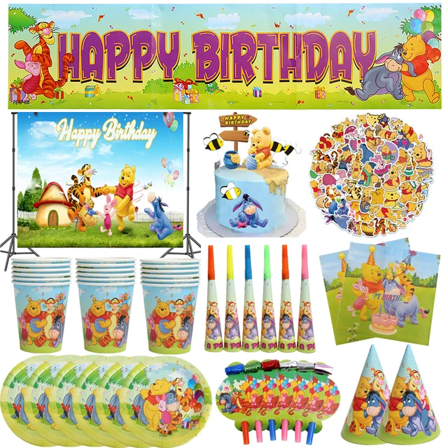 Winnie the Pooh Kids Birthday Party Decoration Set Party Supplies Baby Party Pack event party supplies Dinner Sets - AliExpress