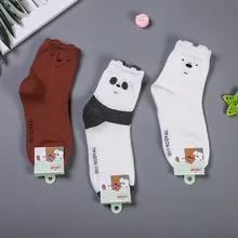 Носки с рисунком медведя, панды, животных, милые забавные женские носки, корейский стиль, Осень-зима, удобные хлопковые носки Harajuku