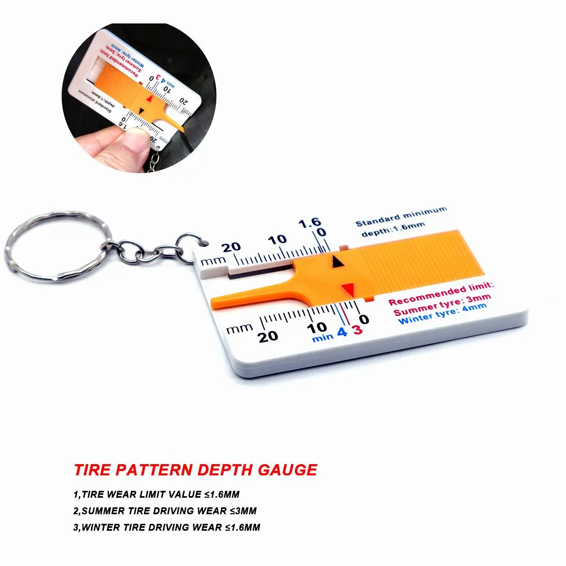 0-20mm Measure Tool Car Tyre Tread Depthometer Depth Indicator Gauge Gage Motorcycle Trailer Van Wheel Measrement Supplies