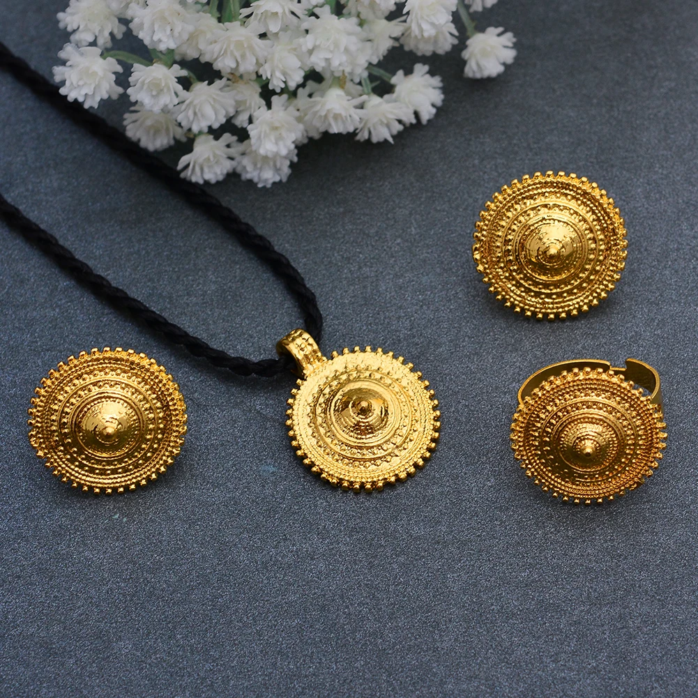 WANDO Дубай ювелирные наборы для женщин золотой цвет Эфиопский кулон ожерелья серьги Ближний Восток арабские Африканские свадебные украшения