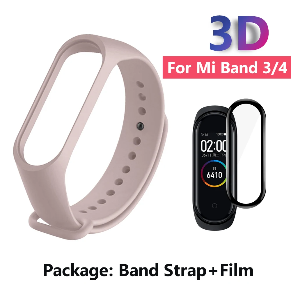 3D пленка для Xiaomi Mi Band 4 3 сменный ремешок силиконовый браслет mi band защита экрана