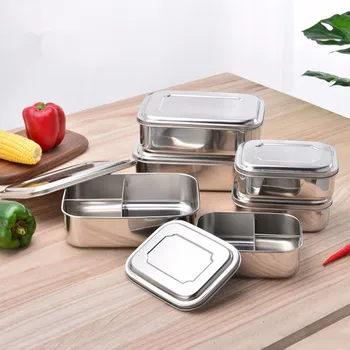 

Rectangular Three-Grid Stainless Steel Lunch Box 3 Grid Lunch Box Compartment Preservation Box