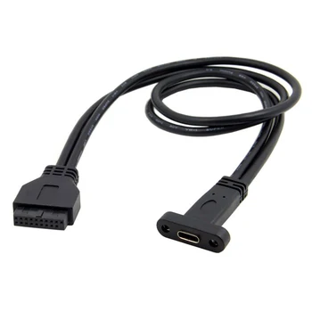 

0.5M Type C USB-C Female to USB 3.0 Motherboard 20Pin Panel Mount Cable With Rear PCI Back Panel Expansion Bracket 50CM