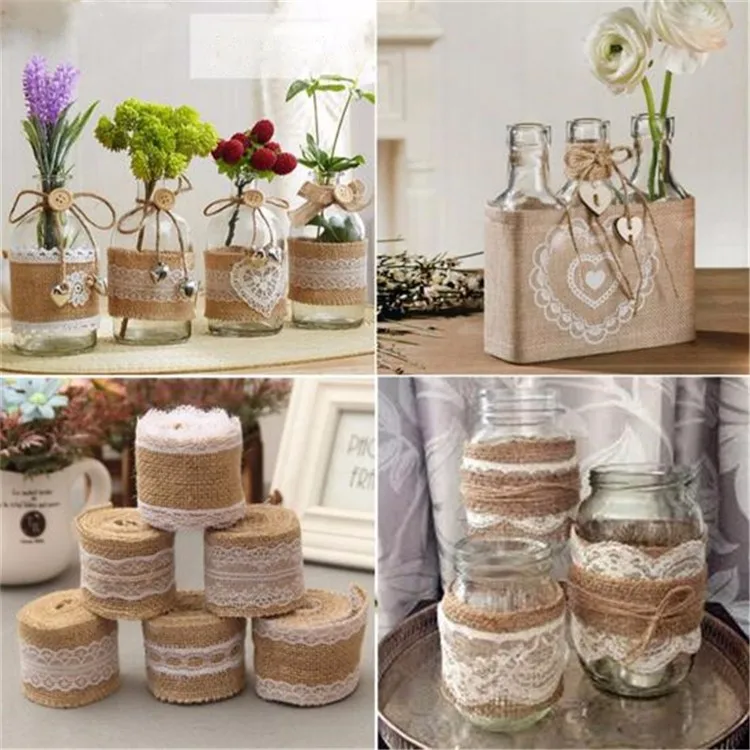 

burlap ribbon lace roll jute twine ired burlap ribbon for wedding decorations diy handmade crafts