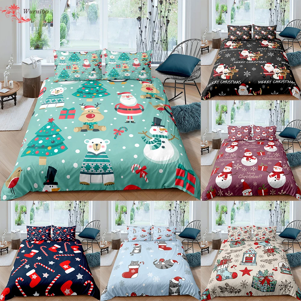 Homesky Bedding Set Christmas 9 Colors Styles Polyester Duvet Cover Single Double Queen King Quilt Pillowcase Bedclothes | Дом и сад