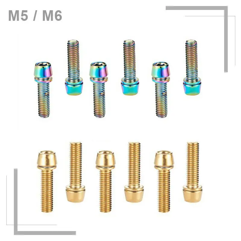 Титановый шток M5/M6 MTB велосипед титановый покрытый дорожный горный велосипедный руль из нержавеющей стали винт велосипедные аксессуары