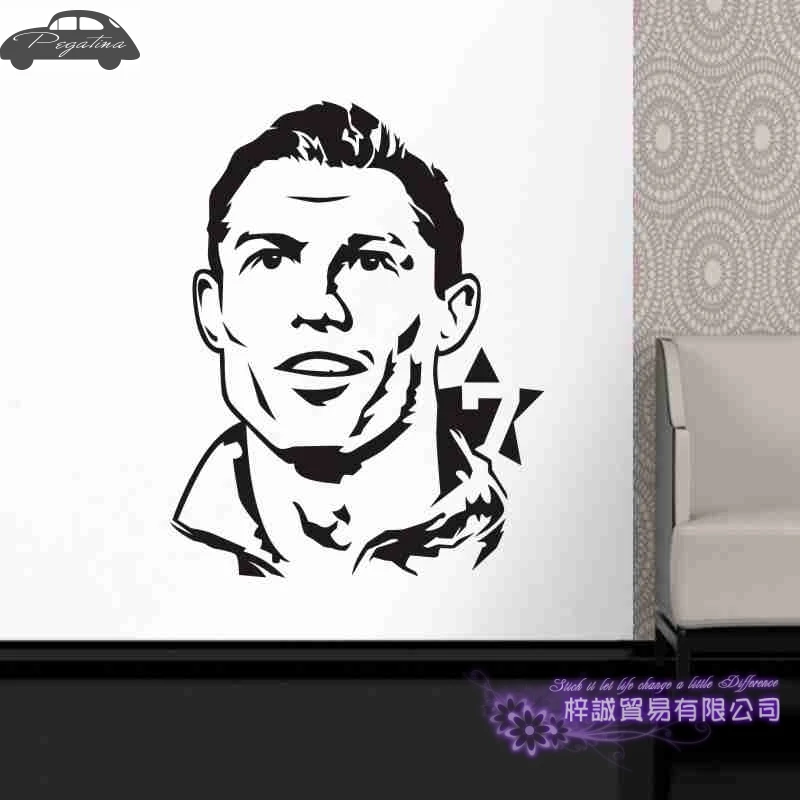 C Ronaldo Football Player Wall Sticker Sports Decal Kids Room Decoration Posters Vinyl Car Soccer | Дом и сад