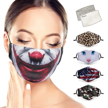 

Printing Mouth Mask Reusable Protective PM2.5 Filter Paper Mask Anti Dust Face Mask Adjustable Mask With 5 Layers Mask Filter
