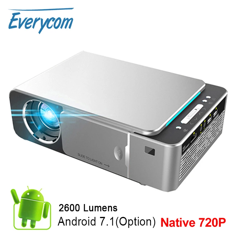 Everycom Мини проектор T6 1280x720 разрешение светодиодный портативный HD мультимедийный