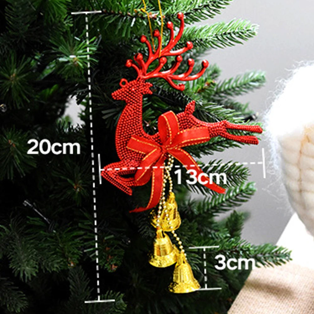 1Pcs Gold Silver Reindeer PVC Elk Christmas Tree Pendant Ornament Cute Deer with Bell DIY Christmas Decor Kids Gift