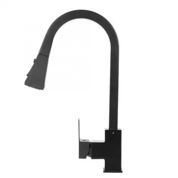 

360 Degrees Rotation Multifunctional Pull out Type Kitchen Faucet Cold Hot Water Tap Black Faucet