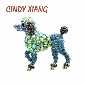 

CINDY XIANG 2 Colors Choose Rhinestone Dog Brooches For Women Poodle Pin High Quality Spring Design Jewelry Good Gift