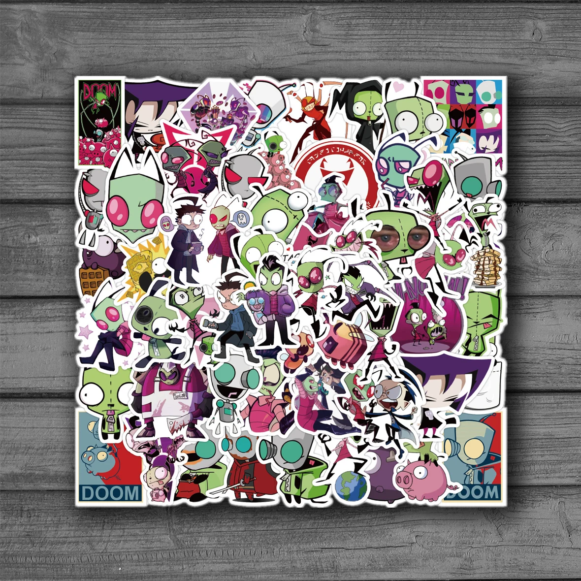 

50pcs Invader Zim Stickers Paster Cartoon Characters Anime Funny Decals Scrapbooking Diy Phone Laptop Waterproof Decorations