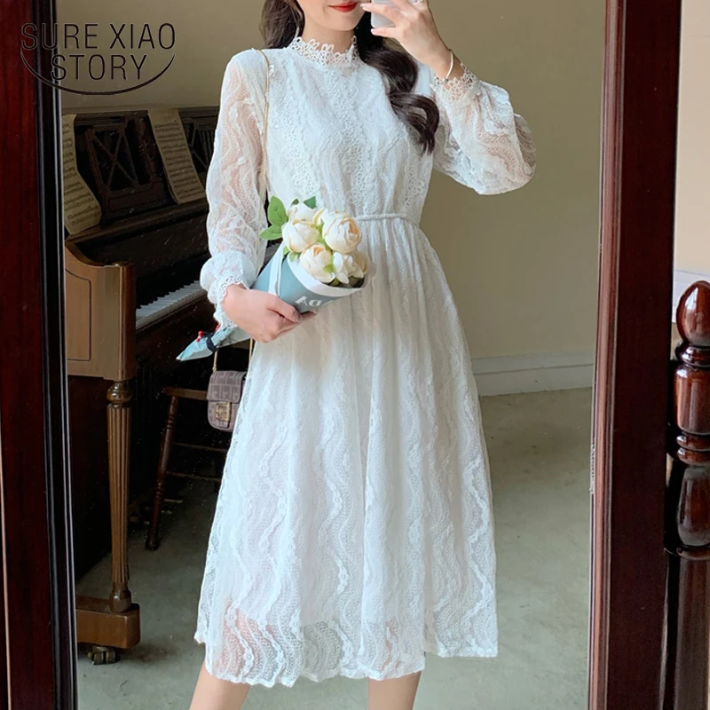 Vestidos largos de para mujer, Vintage blanco de ganchillo Floral para fiesta, Bodycon medio, 12333|Vestidos| - AliExpress