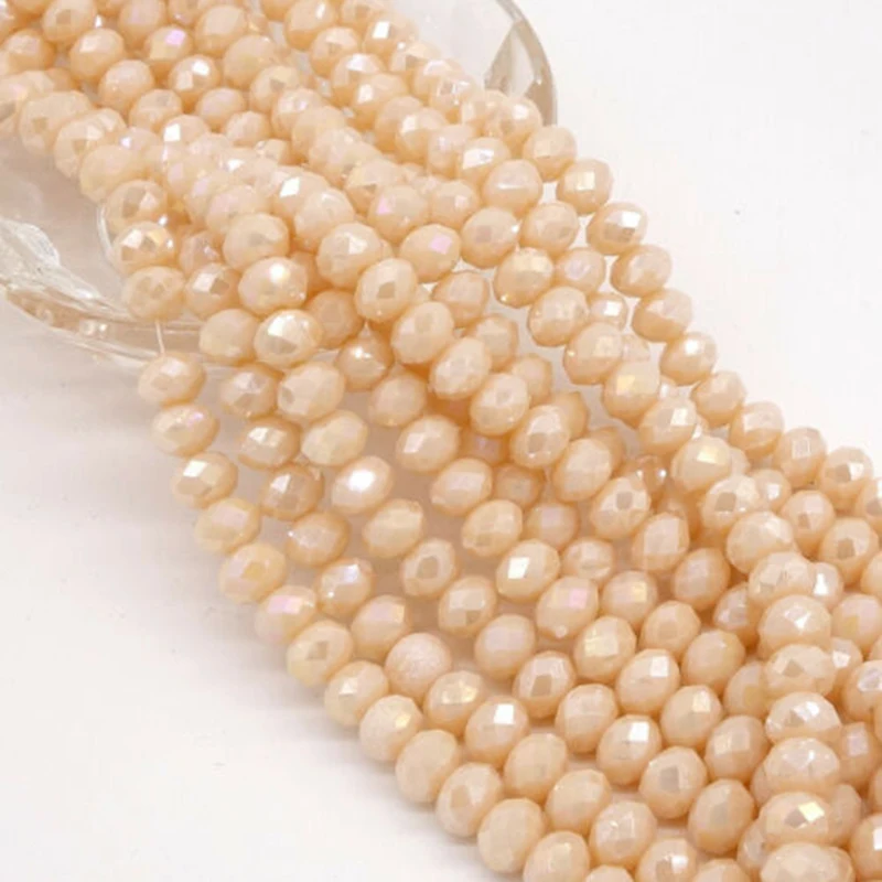 

Tiny 2mm Beige Color Plating Crystal Czech Beads Rondelle Faceted Jewelry Earring Bracelet Necklace Headband Sewing Needlework