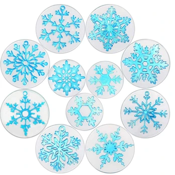 

11Pcs Snowflake Resin Molds Christmas Snowflake Pendant Silicone Casting Molds 83XF