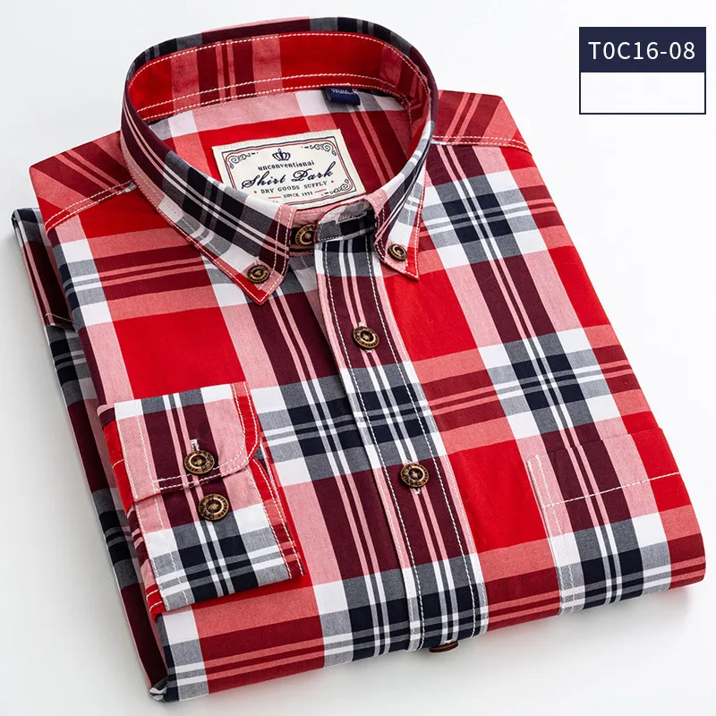 Men Shirt Cotton Long Sleeve Casual Business Plaid Fashion DA451