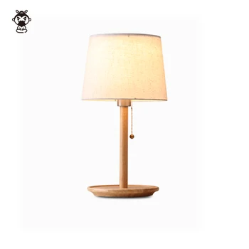 

Solid Wood Hemp Fabric Shade Table Lamp Fixture Nordic Scandinavian Contemporary Desk Stand Light for Bedroom Bedside Study Room