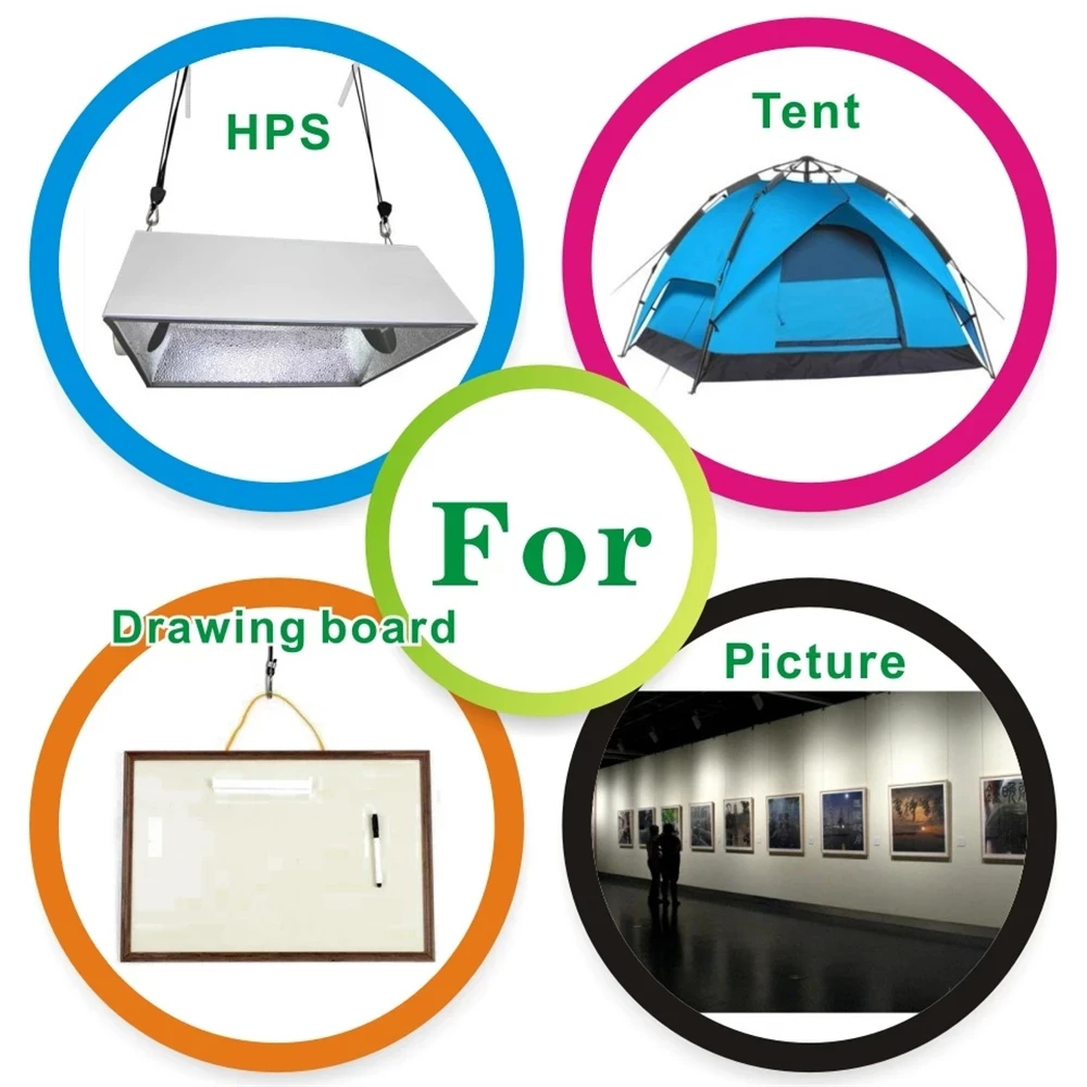 1 Bag 4pcs/set Lights Suspension Kit Stainless Steel Hang Rope Hook Galvanized Cable Hanging Grow Lamp Fixtures 15kg led grow light