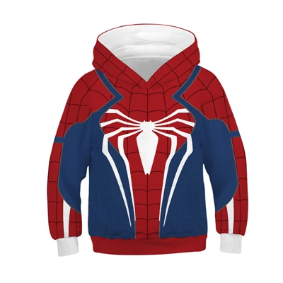 3-12 Years Spiderman Boys Hoodies Teens Autumn Hooded Sweatshirt For Boys The Avengers 4 Kids Clothes Long Sleeve Pullover Tops - Color: TZ125-Blue