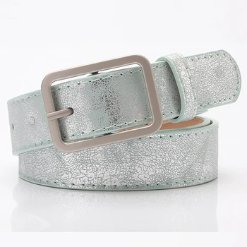 

103x2.8cm New Ladies Gold Shiny Black Wide Waist Belt For Women Jeans Fashion Silver Pin Buckle Belt Female Cinturon Mujer