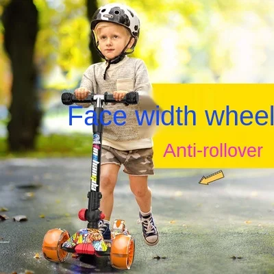Doki Toy Shining Children Scooter 4 Wheels Kick Scooter Children Foot Scooters Adjustable Height Kids Scooters For Baby Gift 2