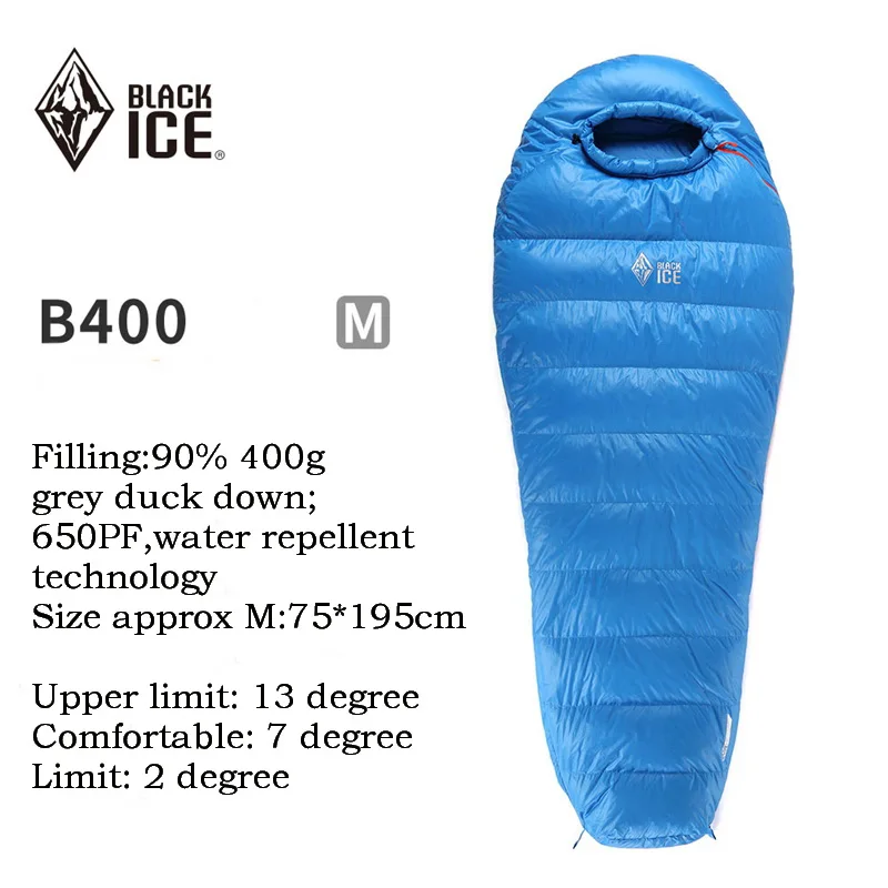 BLACKICE-25 градусов, 90% утиный пух, спальный мешок для мам, слитные одиночные спальные мешки для кемпинга, походов, зимних холодов B700 B1000 B1500 - Цвет: B400 M Blue