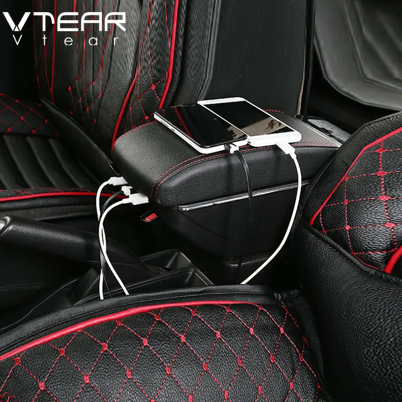 Vtear для Honda Brio автомобильный подлокотник USB подлокотник ящик для хранения abs автомобиль-Стайлинг Кожа Центральная консоль интерьерные аксессуары украшения