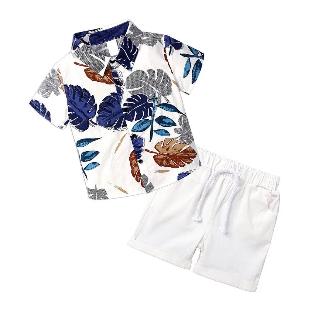 Valentine Boy's Outfits Casual Printing Short Sleeve T-Shirt Lapel Shirt Gentleman shirt 5 points suit pants Suit L1213 |