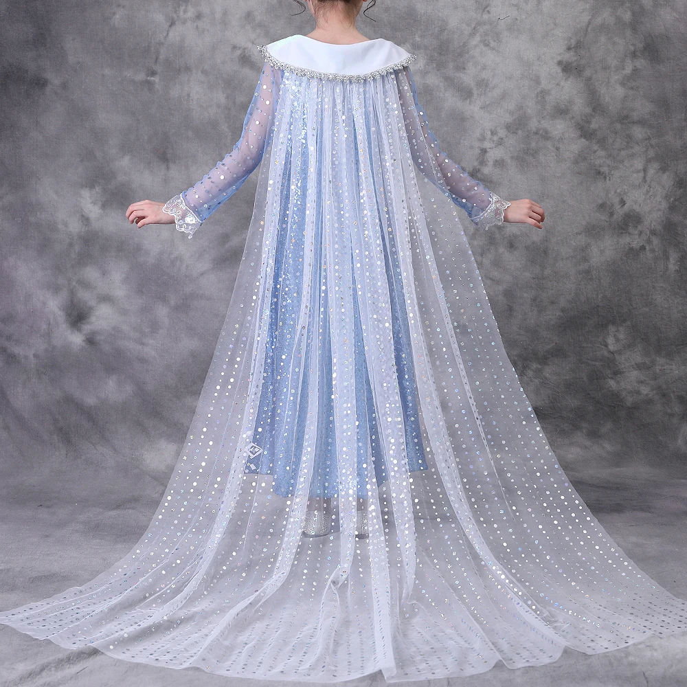 亮片深蓝爱莎长披风6