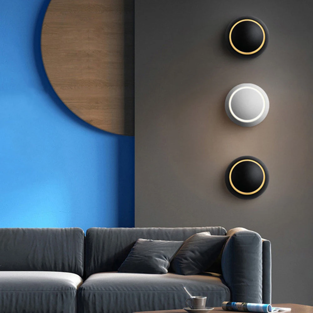 LED Wall Lamp 360 Degree Rotation Adjustable Bedside Lights White Black Creative Wall Lamp Modern Aisle Round Lamp Decora Lights 5