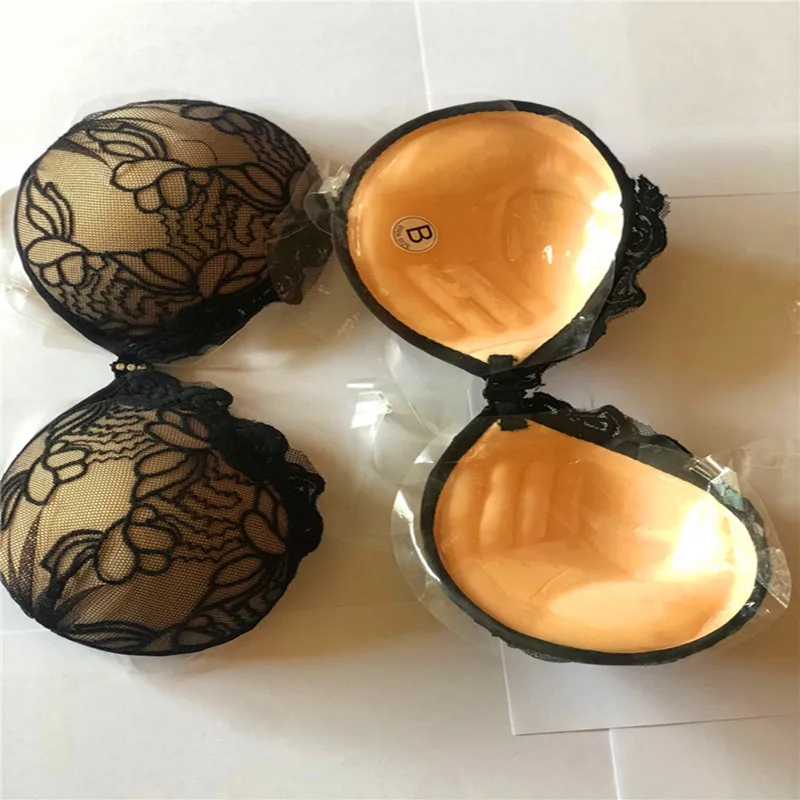 Women Self Adhesive Strapless Front Closur Blackless Solid Bra Lace Stick Gel Push Up Women's