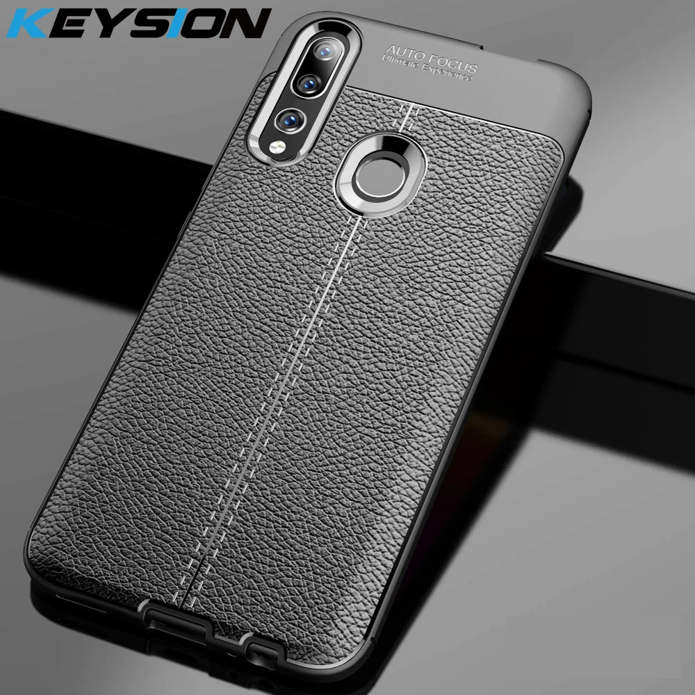 Кожаный чехол KEYSION с текстурой личи для Huawei Honor 9X Global матовый Мягкий силиконовый