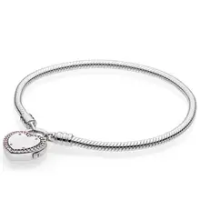 Подлинный 925 пробы Серебряный браслет замок ваше обещание змея цепь браслет подходит для женщин бисера Шарм DIY ювелирные изделия