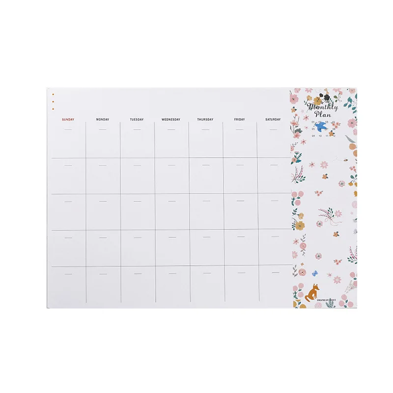 

48sheet Tearable Monthly Work Plans Desktop Schedule Agenda Periodic Planner Paper School Office Learning Stationery