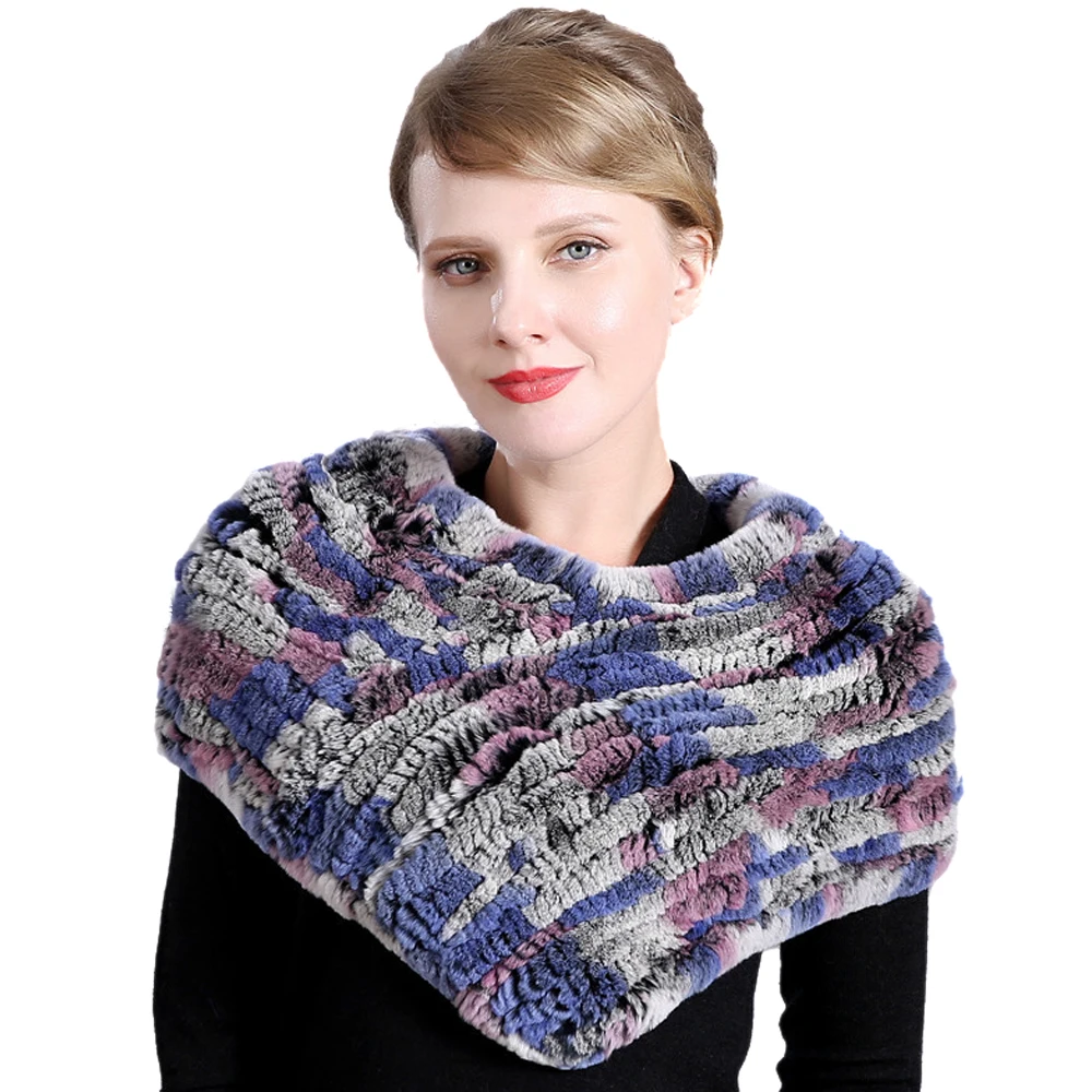 

Women Real Rex Rabbit Fur Black Scarf Capes Winter Warm Triangle Wraps Handmade Neckerchiefs Fluffy Soft