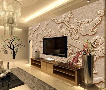 

CJSIR Custom Wallpapers Mural Classical Chinese Dragon Pattern Relief Sandstone TV Background Walls Painting 3d Wallpaper