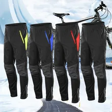 

Cycling Pants Elastic Waist Winter Fleece Keep Warm Windproof Pants Breathable Sweat-Wicking Waterproof Reflective Strip Pants
